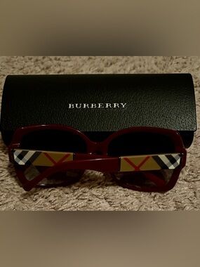 Red Burberry Sunglasses with case